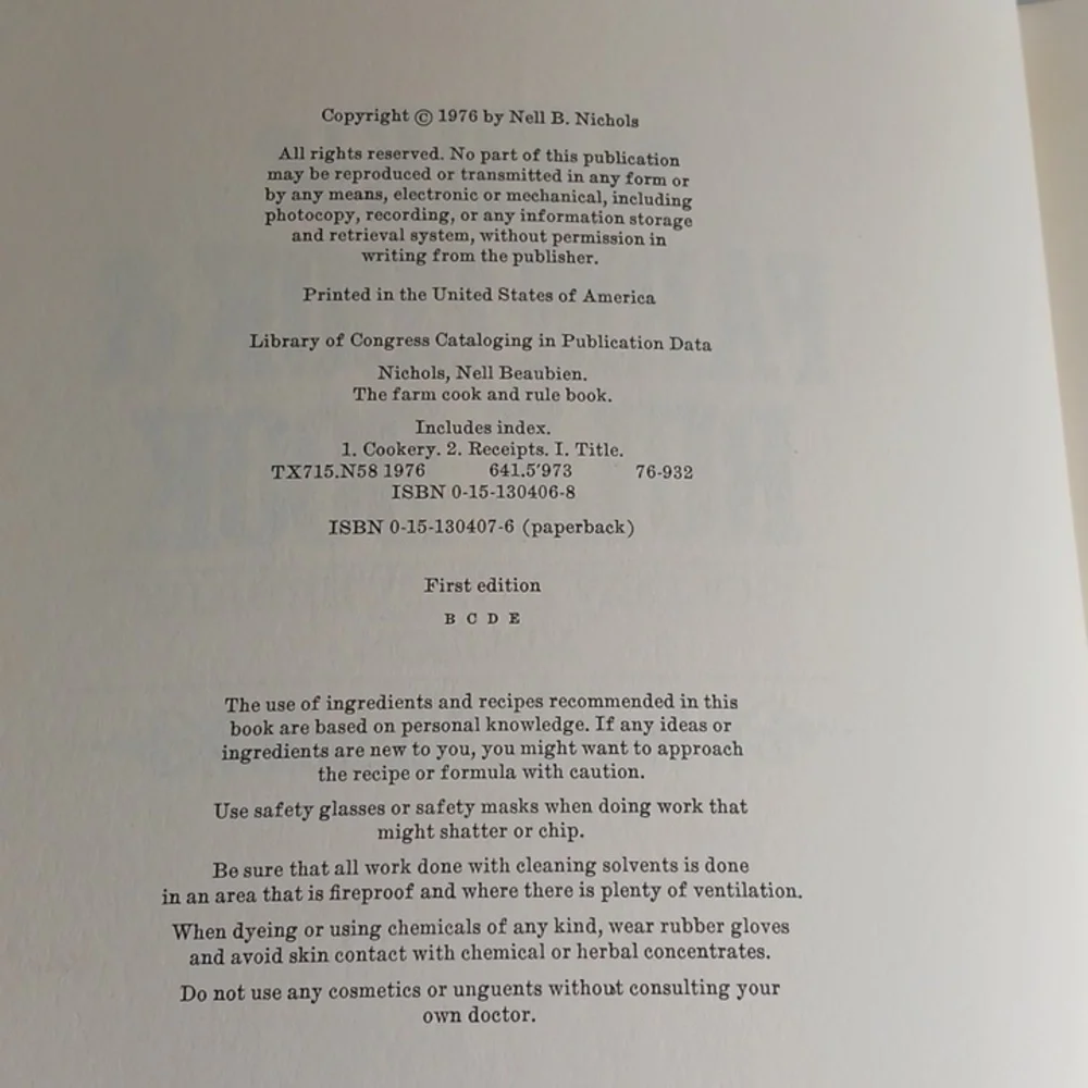 The Farm Cook & Rule Book (Paperback 1976)